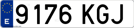 Ejemplo de matrícula de coche ordinaria 9176 KGJ