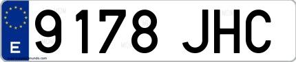 Ejemplo de matrícula española 9178 JHC