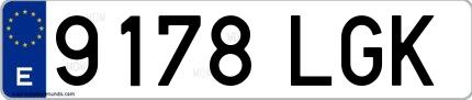 Ejemplo de matrícula española 9178 LGK