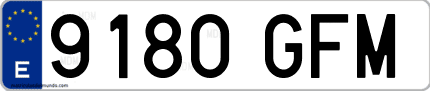 Ejemplo de matrícula de coche ordinaria 9180 GFM