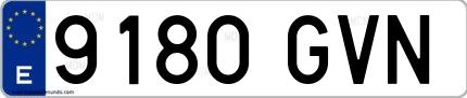 Ejemplo de matrícula española 9180 GVN