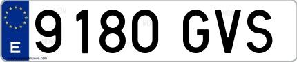 Ejemplo de matrícula española 9180 GVS