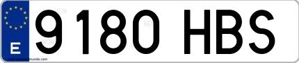 Ejemplo de matrícula española 9180 HBS