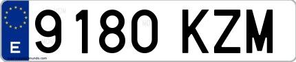Ejemplo de matrícula española 9180 KZM
