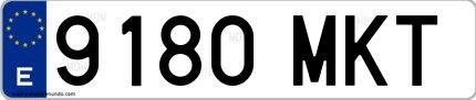 Ejemplo de matrícula española 9180 MKT
