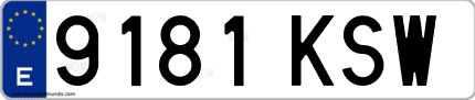 Ejemplo de matrícula de coche ordinaria 9181 KSW