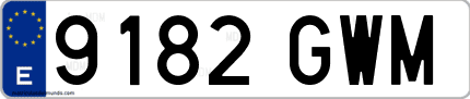 Ejemplo de matrícula de coche ordinaria 9182 GWM