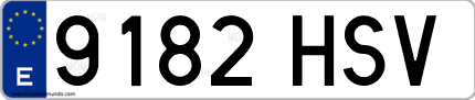 Ejemplo de matrícula de coche ordinaria 9182 HSV