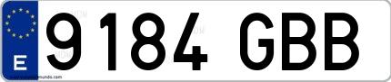 Ejemplo de matrícula española 9184 GBB