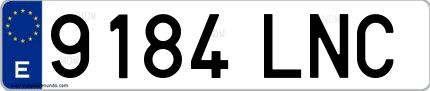 Ejemplo de matrícula española 9184 LNC