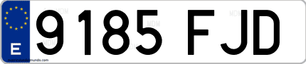 Ejemplo de matrícula de coche ordinaria 9185 FJD