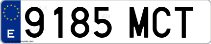 Ejemplo de matrícula de coche ordinaria 9185 MCT