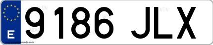 Ejemplo de matrícula española 9186 JLX