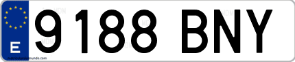Ejemplo de matrícula de coche ordinaria 9188 BNY