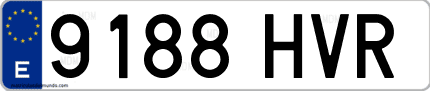 Ejemplo de matrícula de coche ordinaria 9188 HVR
