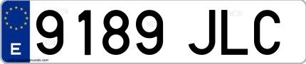 Ejemplo de matrícula española 9189 JLC