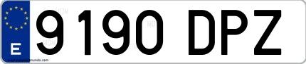 Ejemplo de matrícula española 9190 DPZ