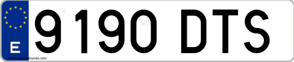 Ejemplo de matrícula de coche ordinaria 9190 DTS