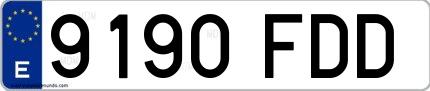 Ejemplo de matrícula española 9190 FDD
