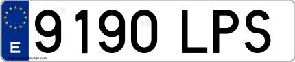 Ejemplo de matrícula española 9190 LPS