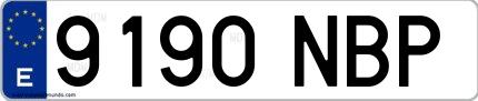 Ejemplo de matrícula española 9190 NBP