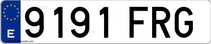 Ejemplo de matrícula española 9191 FRG
