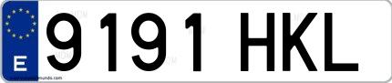 Ejemplo de matrícula española 9191 HKL