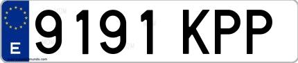 Ejemplo de matrícula española 9191 KPP