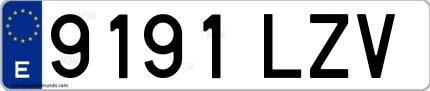 Ejemplo de matrícula española 9191 LZV