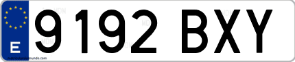 Ejemplo de matrícula de coche ordinaria 9192 BXY