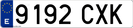 Ejemplo de matrícula de coche ordinaria 9192 CXK