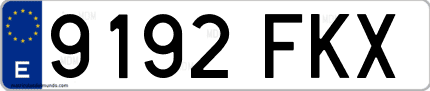 Ejemplo de matrícula de coche ordinaria 9192 FKX