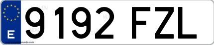 Ejemplo de matrícula española 9192 FZL