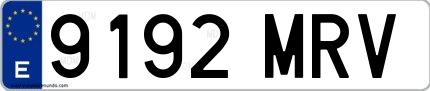 Ejemplo de matrícula española 9192 MRV