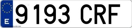 Ejemplo de matrícula española 9193 CRF