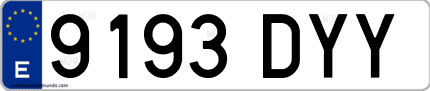 Ejemplo de matrícula de coche ordinaria 9193 DYY