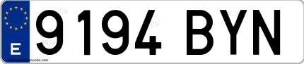 Ejemplo de matrícula española 9194 BYN