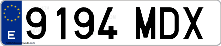 Ejemplo de matrícula de coche ordinaria 9194 MDX