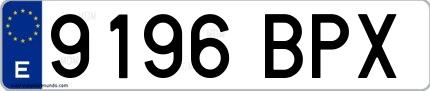 Ejemplo de matrícula española 9196 BPX