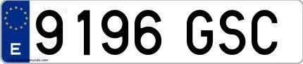 Ejemplo de matrícula española 9196 GSC