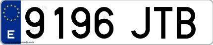 Ejemplo de matrícula española 9196 JTB