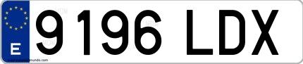 Ejemplo de matrícula española 9196 LDX