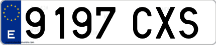 Ejemplo de matrícula de coche ordinaria 9197 CXS