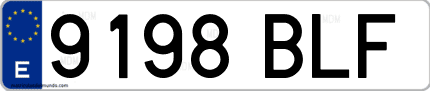 Ejemplo de matrícula de coche ordinaria 9198 BLF