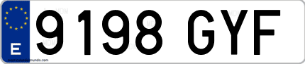 Ejemplo de matrícula de coche ordinaria 9198 GYF