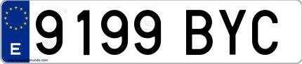 Ejemplo de matrícula española 9199 BYC