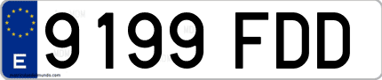 Ejemplo de matrícula de coche ordinaria 9199 FDD