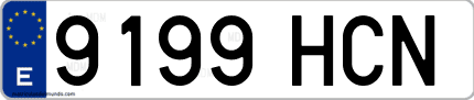 Ejemplo de matrícula de coche ordinaria 9199 HCN