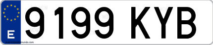 Ejemplo de matrícula de coche ordinaria 9199 KYB