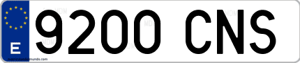 Ejemplo de matrícula de coche ordinaria 9200 CNS